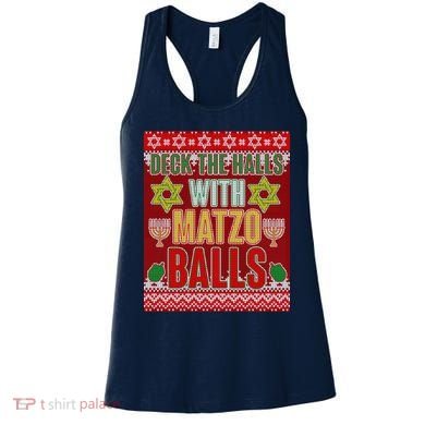 Hanukkah Deck the Halls with Matzo Balls Ugly Women's Tank Top