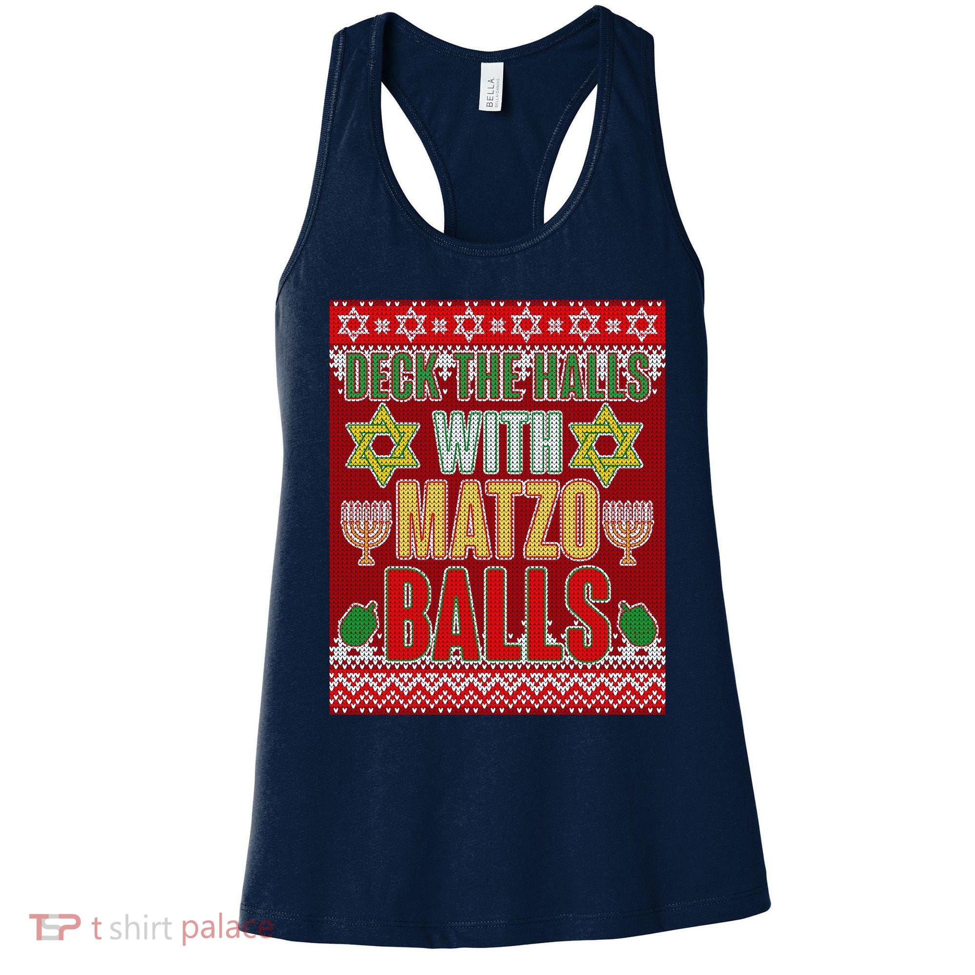Hanukkah Deck the Halls with Matzo Balls Ugly Women's Tank Top