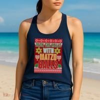 Hanukkah Deck the Halls with Matzo Balls Ugly Women's Tank Top thumb 2