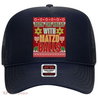 Hanukkah Deck the Halls with Matzo Balls Ugly Hat