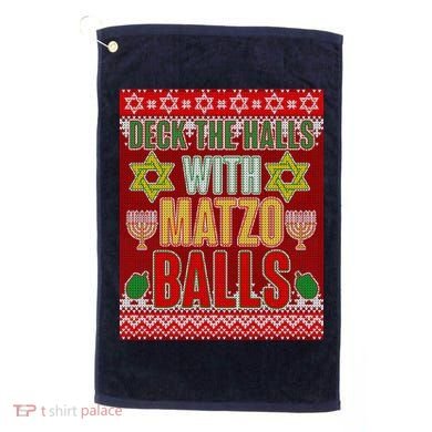 Hanukkah Deck the Halls with Matzo Balls Ugly Golf Towel