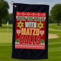 Hanukkah Deck the Halls with Matzo Balls Ugly Golf Towel thumb 1