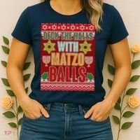 Hanukkah Deck the Halls with Matzo Balls Ugly Women's T-Shirt thumb 2