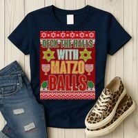 Hanukkah Deck the Halls with Matzo Balls Ugly Women's T-Shirt thumb 3