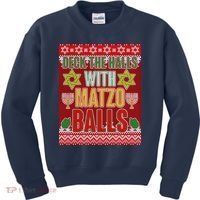 Hanukkah Deck the Halls with Matzo Balls Ugly Kids Sweatshirt thumb 0