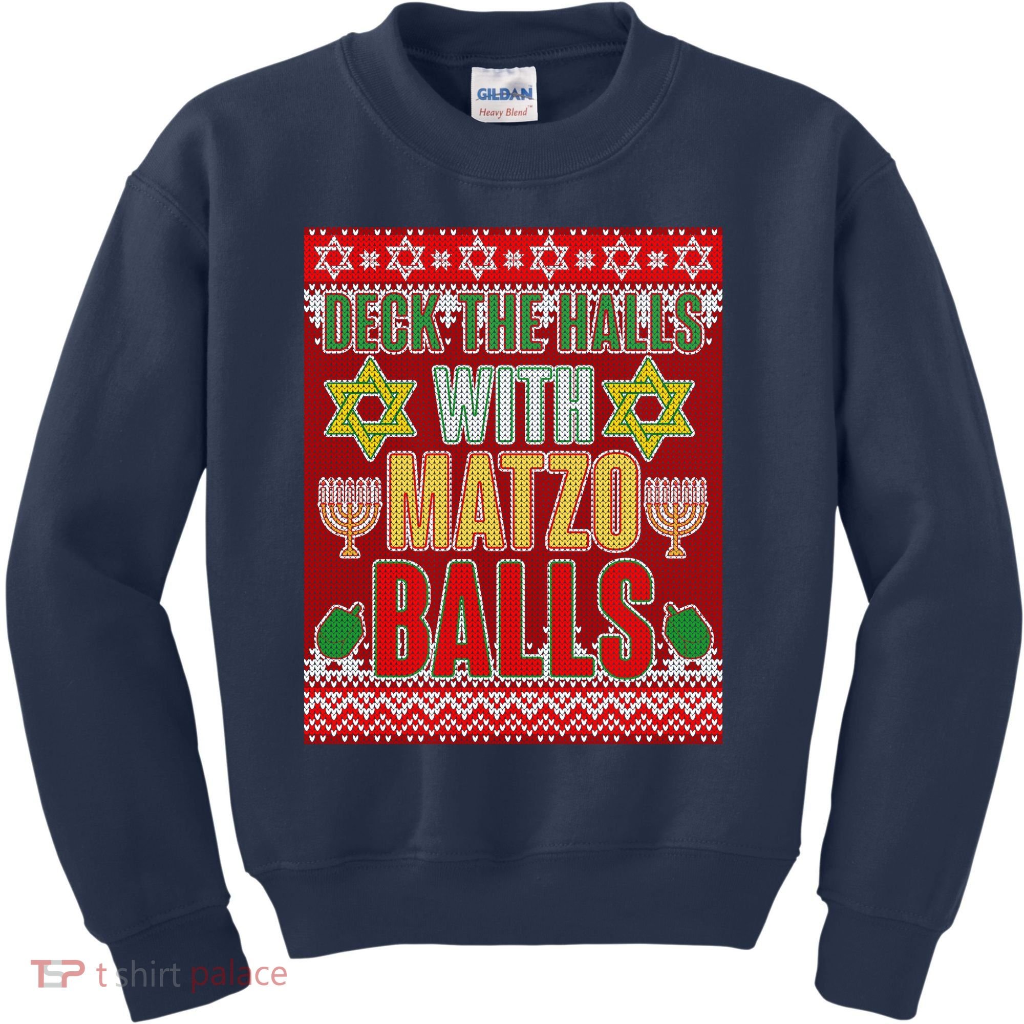 Hanukkah Deck the Halls with Matzo Balls Ugly Kids Sweatshirt