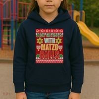 Hanukkah Deck the Halls with Matzo Balls Ugly Kids Hoodie thumb 3