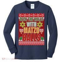 Hanukkah Deck the Halls with Matzo Balls Ugly Kids Long Sleeve Shirt thumb 0