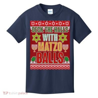 Hanukkah Deck the Halls with Matzo Balls Ugly Kids T-Shirt