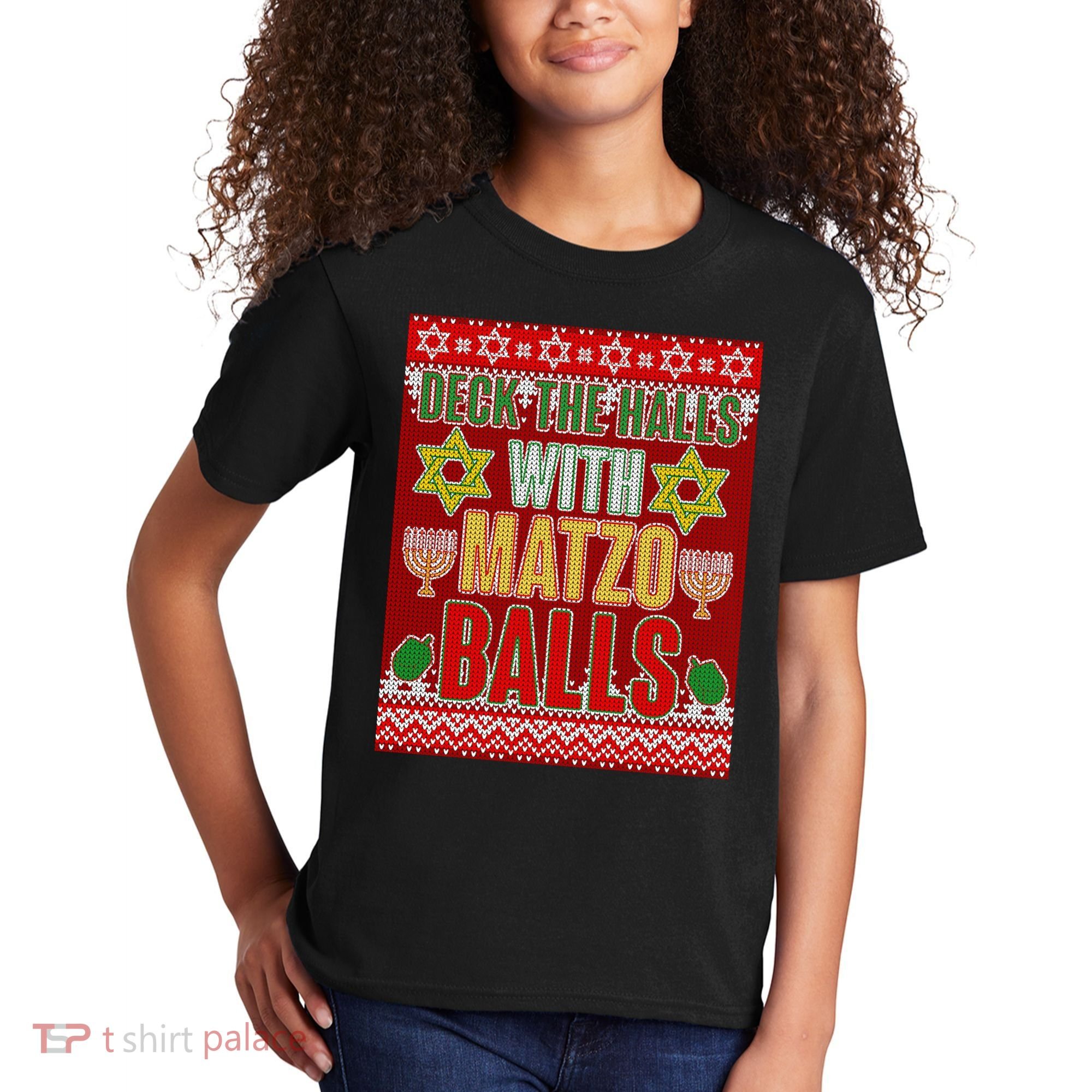 Hanukkah Deck the Halls with Matzo Balls Ugly Kids T-Shirt