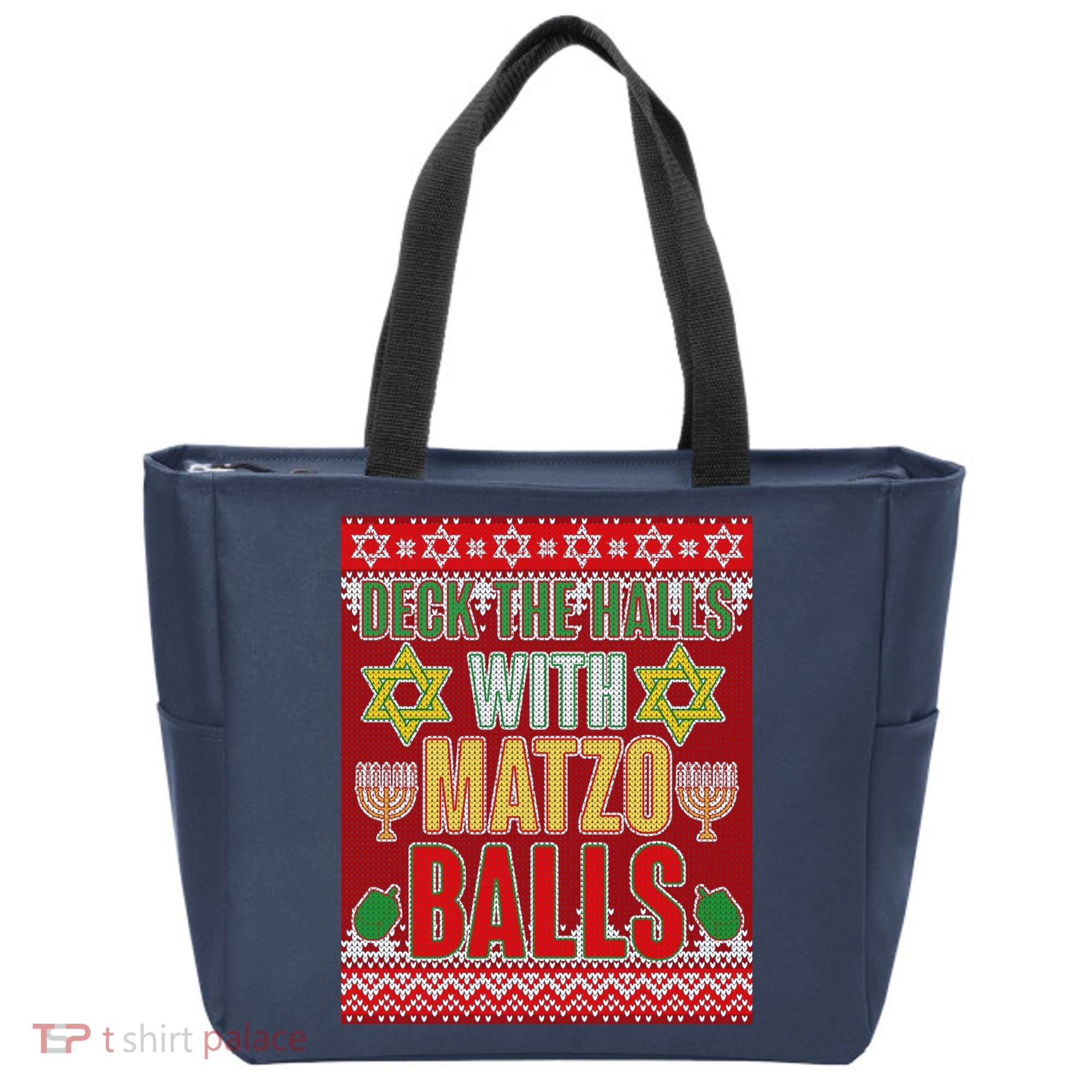 Hanukkah Deck the Halls with Matzo Balls Ugly Tote Bag