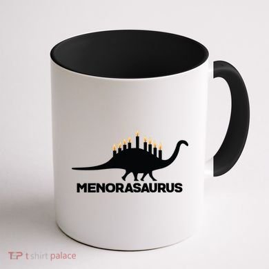 Hanukkah Menorah Dinosaur Coffee Mug back
