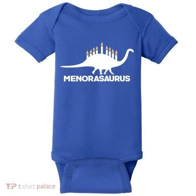Hanukkah Menorah Dinosaur Baby Bodysuit