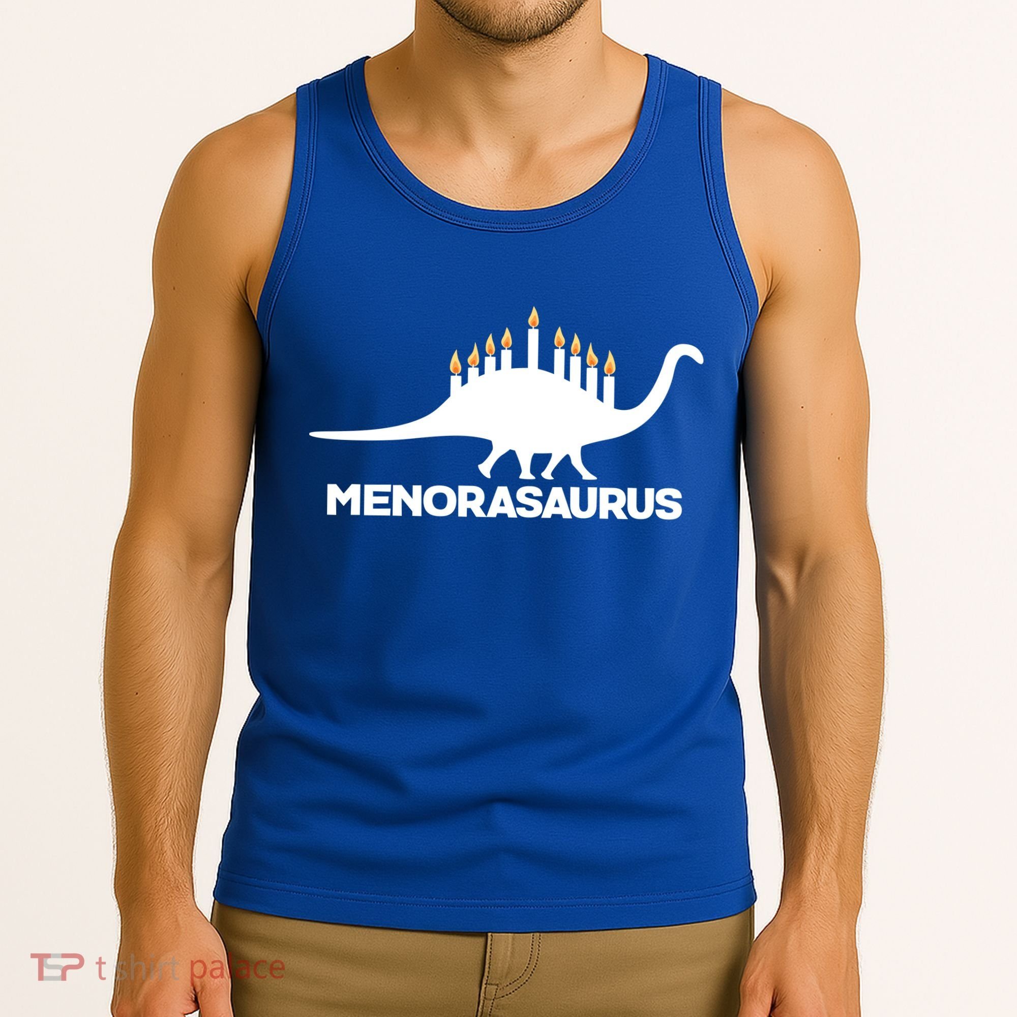 Hanukkah Menorah Dinosaur Tank Top