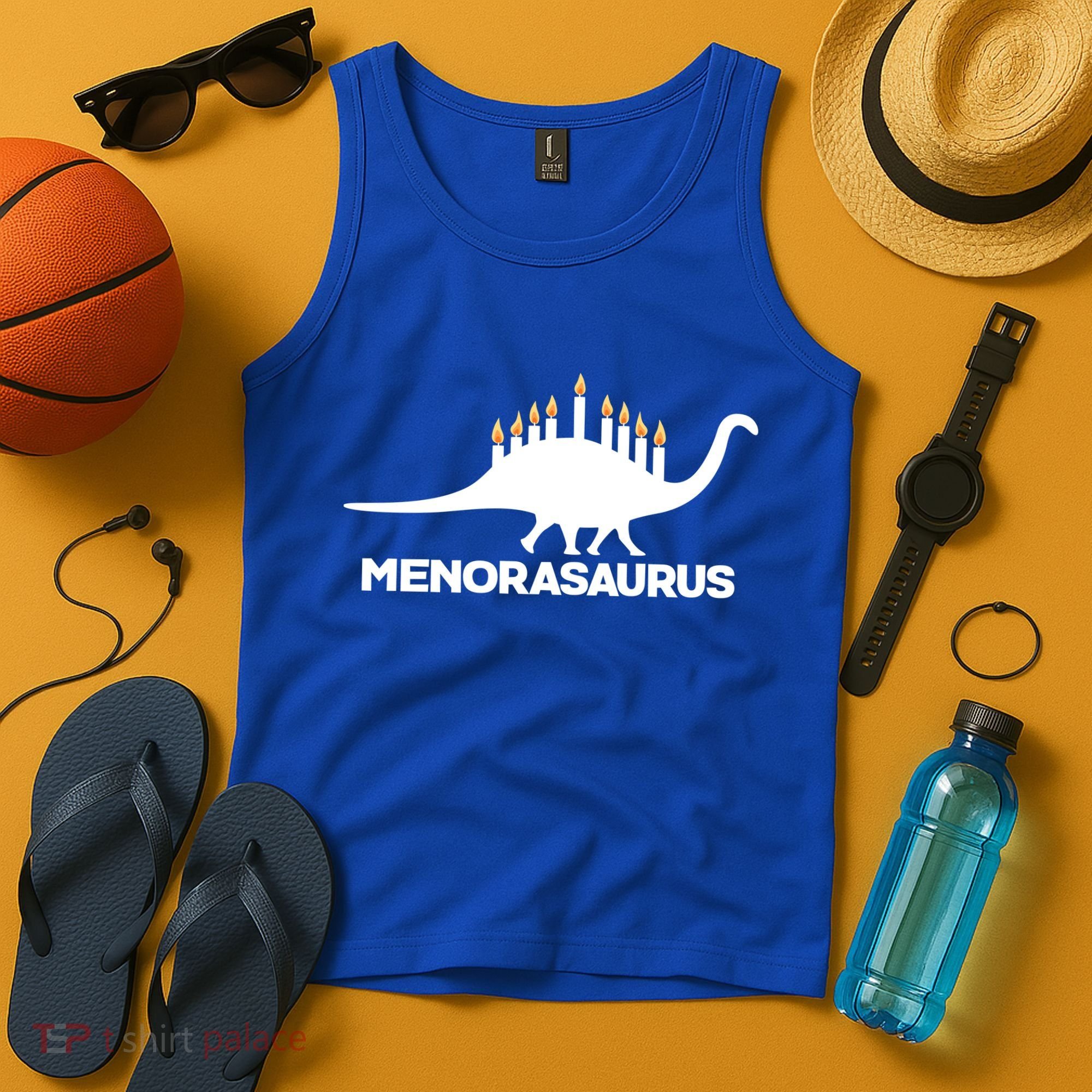 Hanukkah Menorah Dinosaur Tank Top