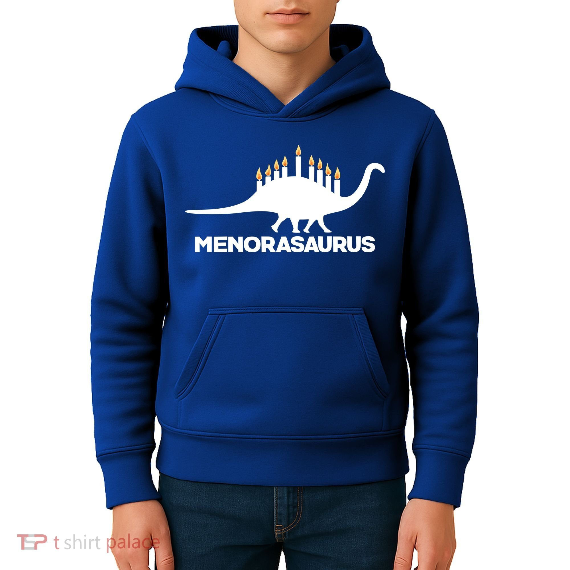 Hanukkah Menorah Dinosaur Kids Hoodie
