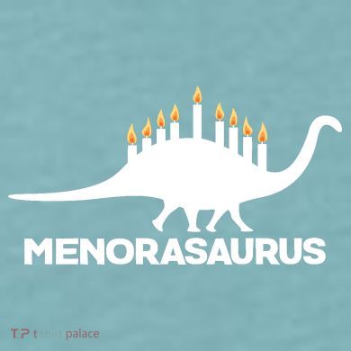 Hanukkah Menorah Dinosaur Sueded Cloud Jersey T-Shirt