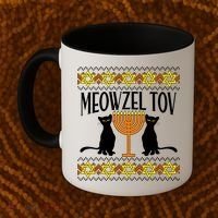 Hanukkah Meowzel Tov Ugly Sweater Coffee Mug thumb 2
