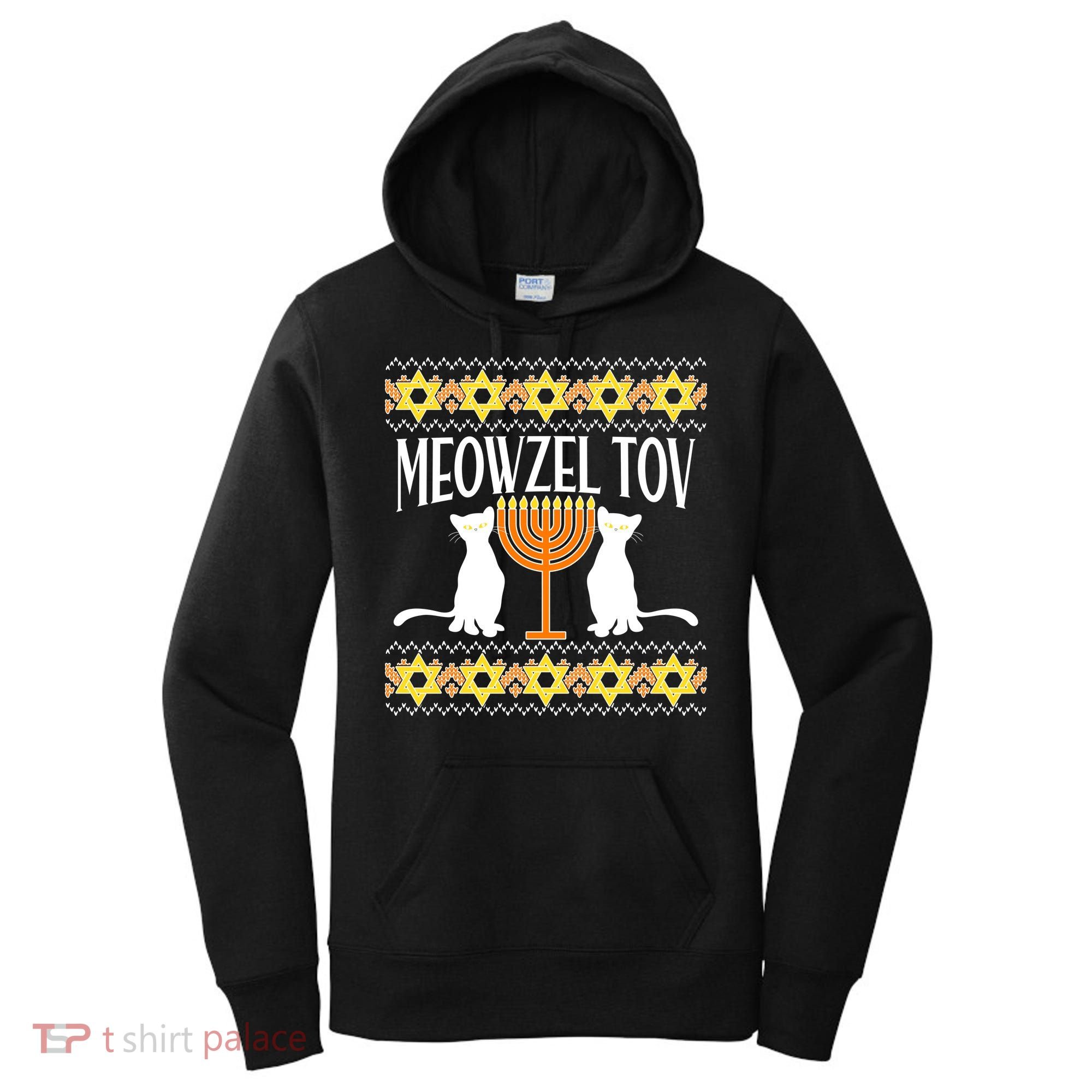 Hanukkah Meowzel Tov Ugly Sweater Women's Hoodie