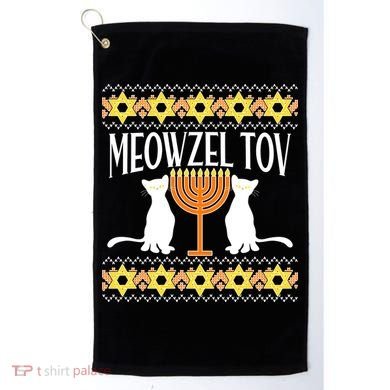 Hanukkah Meowzel Tov Ugly Sweater Golf Towel
