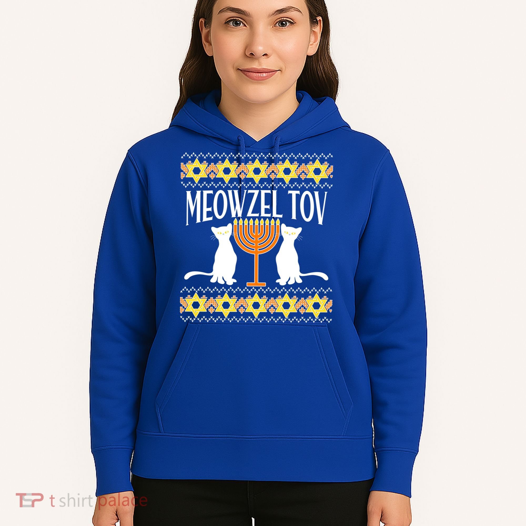 Hanukkah Meowzel Tov Ugly Sweater Hoodie