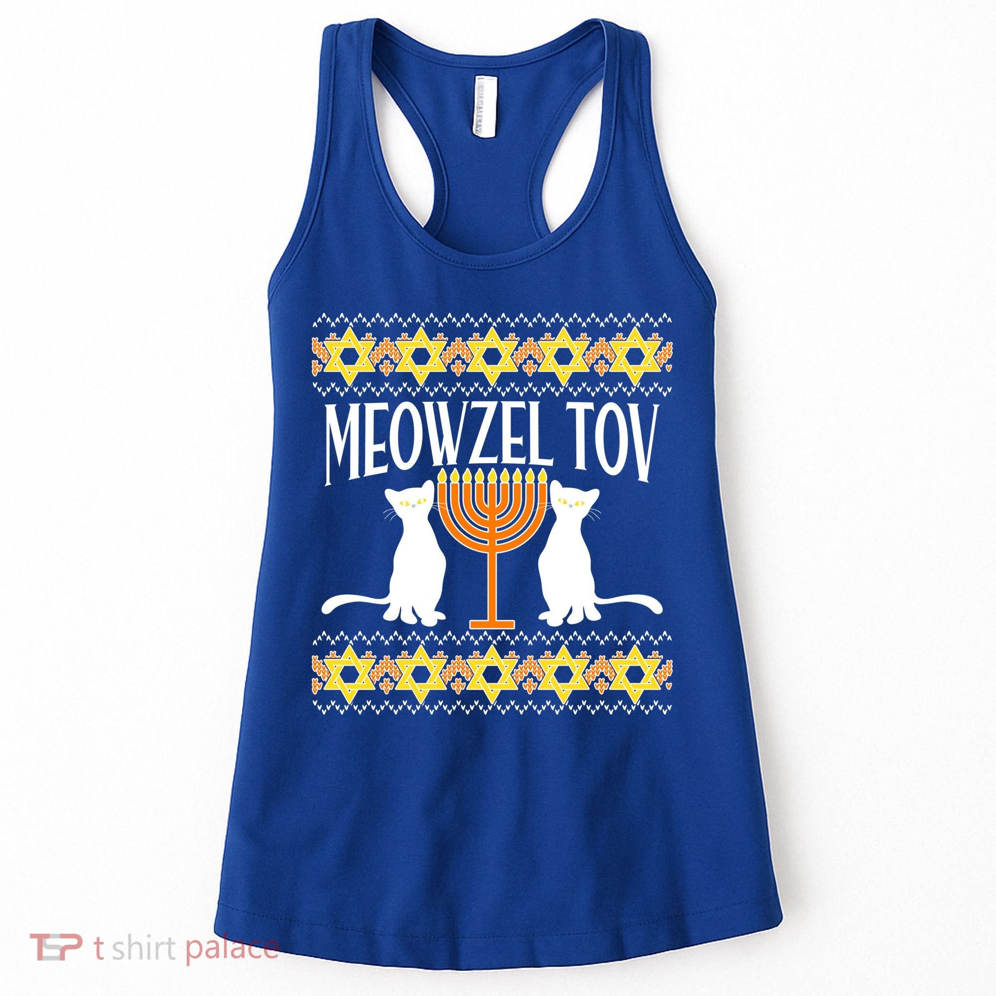 Hanukkah Meowzel Tov Ugly Sweater Women's Tank Top