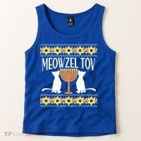Hanukkah Meowzel Tov Ugly Sweater Tank Top thumb 2