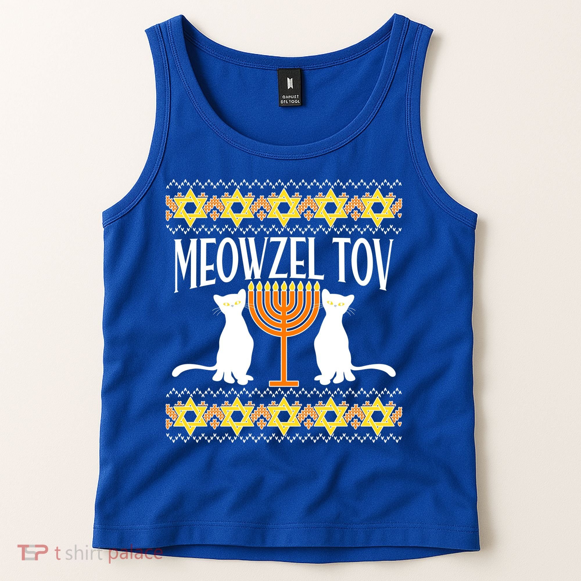 Hanukkah Meowzel Tov Ugly Sweater Tank Top