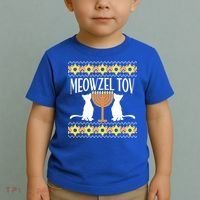 Hanukkah Meowzel Tov Ugly Sweater Toddler T-Shirt thumb 2