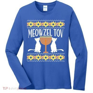 Hanukkah Meowzel Tov Ugly Sweater Women's Long Sleeve Shirt
