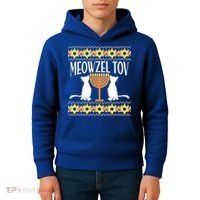 Hanukkah Meowzel Tov Ugly Sweater Kids Hoodie thumb 4
