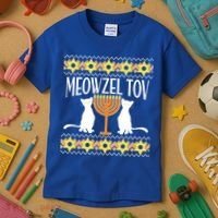Hanukkah Meowzel Tov Ugly Sweater Kids T-Shirt thumb 3