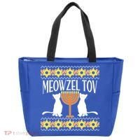 Hanukkah Meowzel Tov Ugly Sweater Tote Bag thumb 0