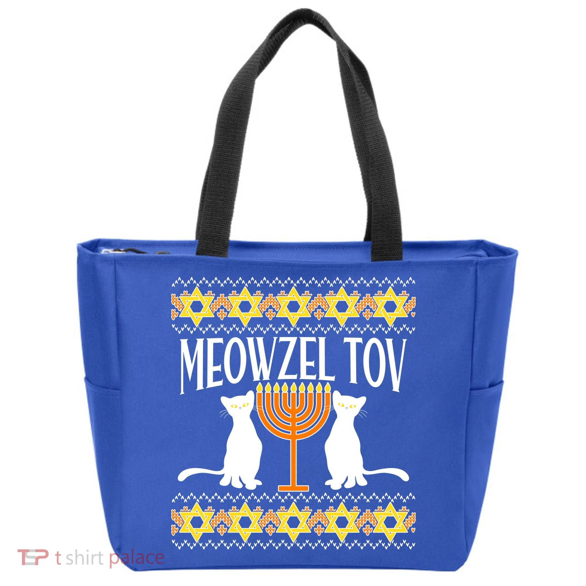 Hanukkah Meowzel Tov Ugly Sweater Tote Bag