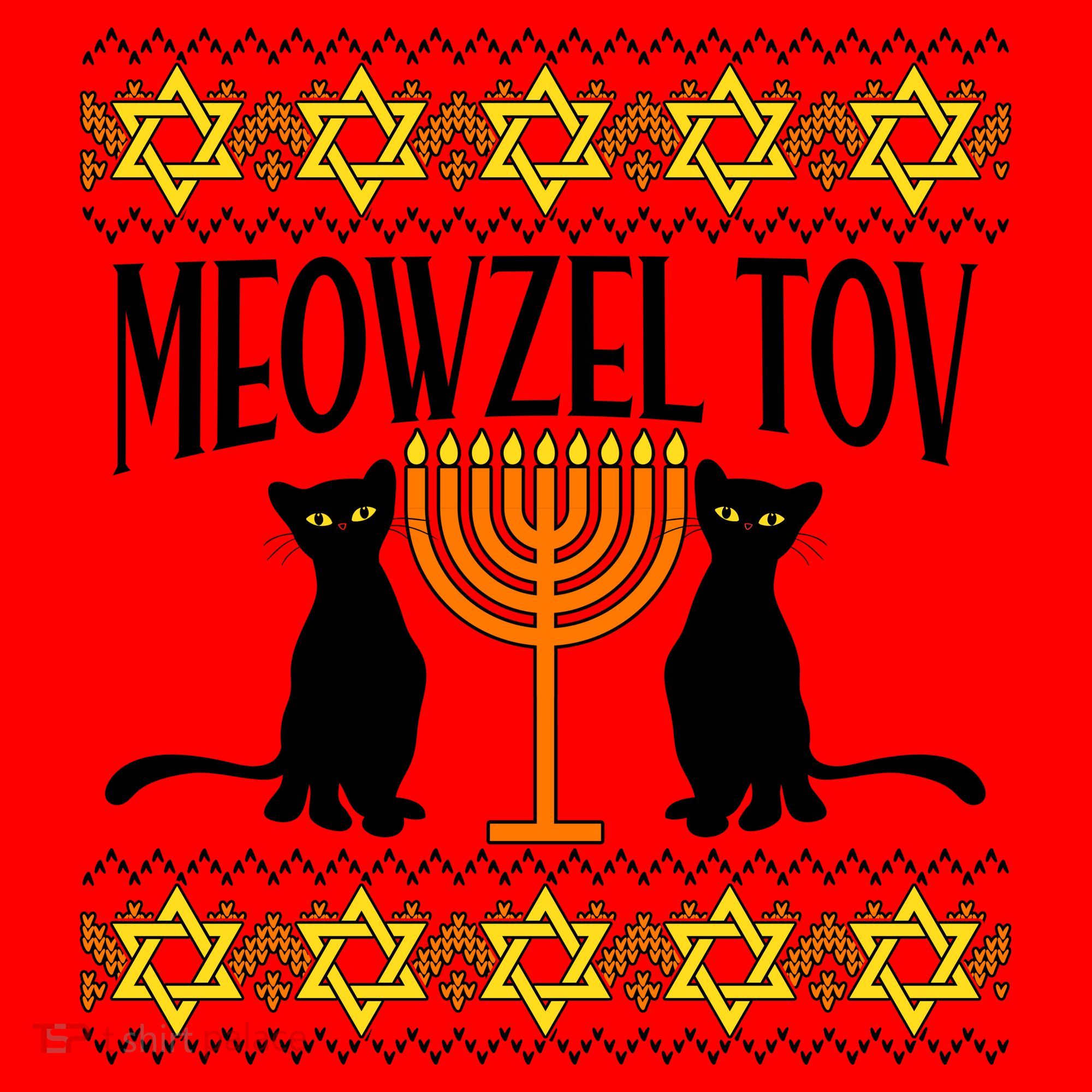Hanukkah Meowzel Tov Ugly Sweater Santa Hat