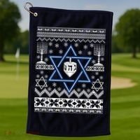 Hanukkah Ugly Christmas Sweater Golf Towel thumb 1