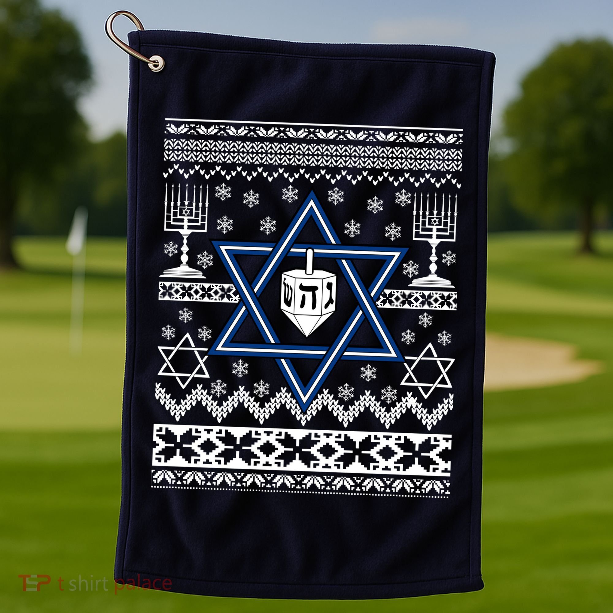 Hanukkah Ugly Christmas Sweater Golf Towel