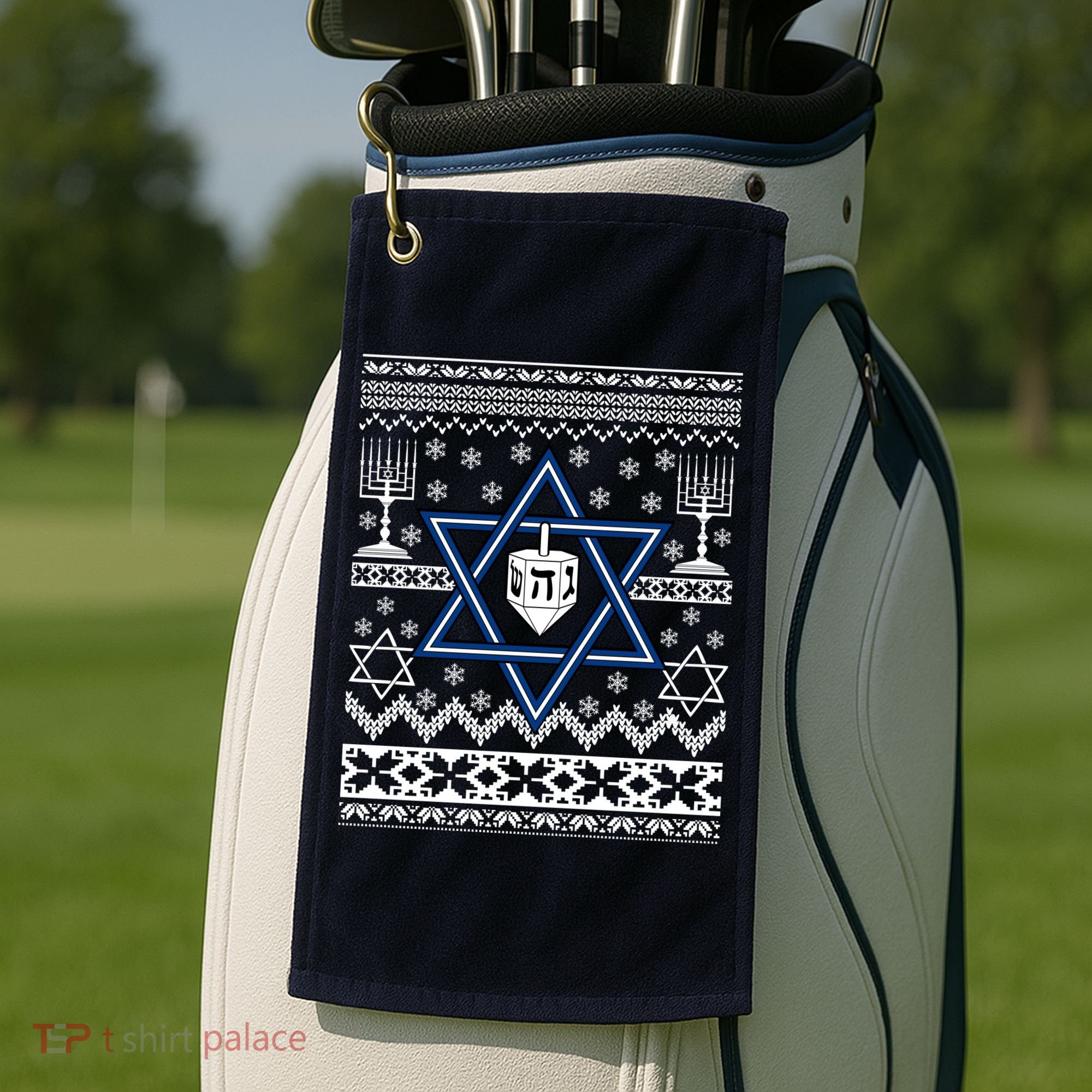 Hanukkah Ugly Christmas Sweater Golf Towel