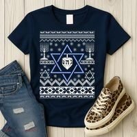 Hanukkah Ugly Christmas Sweater Women's T-Shirt thumb 3