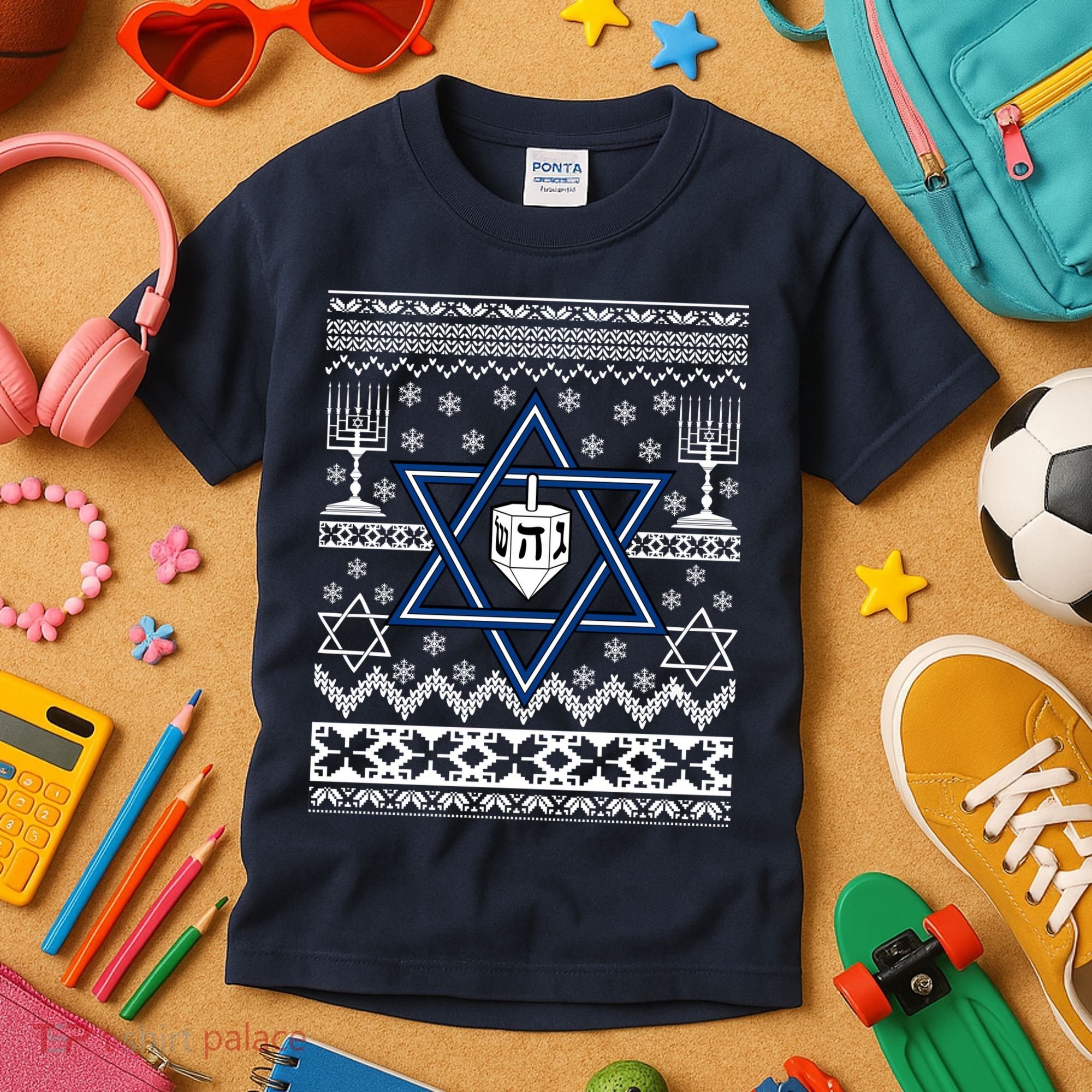 Hanukkah Ugly Christmas Sweater Kids T-Shirt