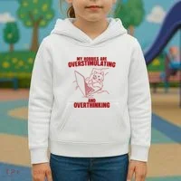 Hobbies Are Overstimulating And Overthinking Kids Hoodie thumb 3