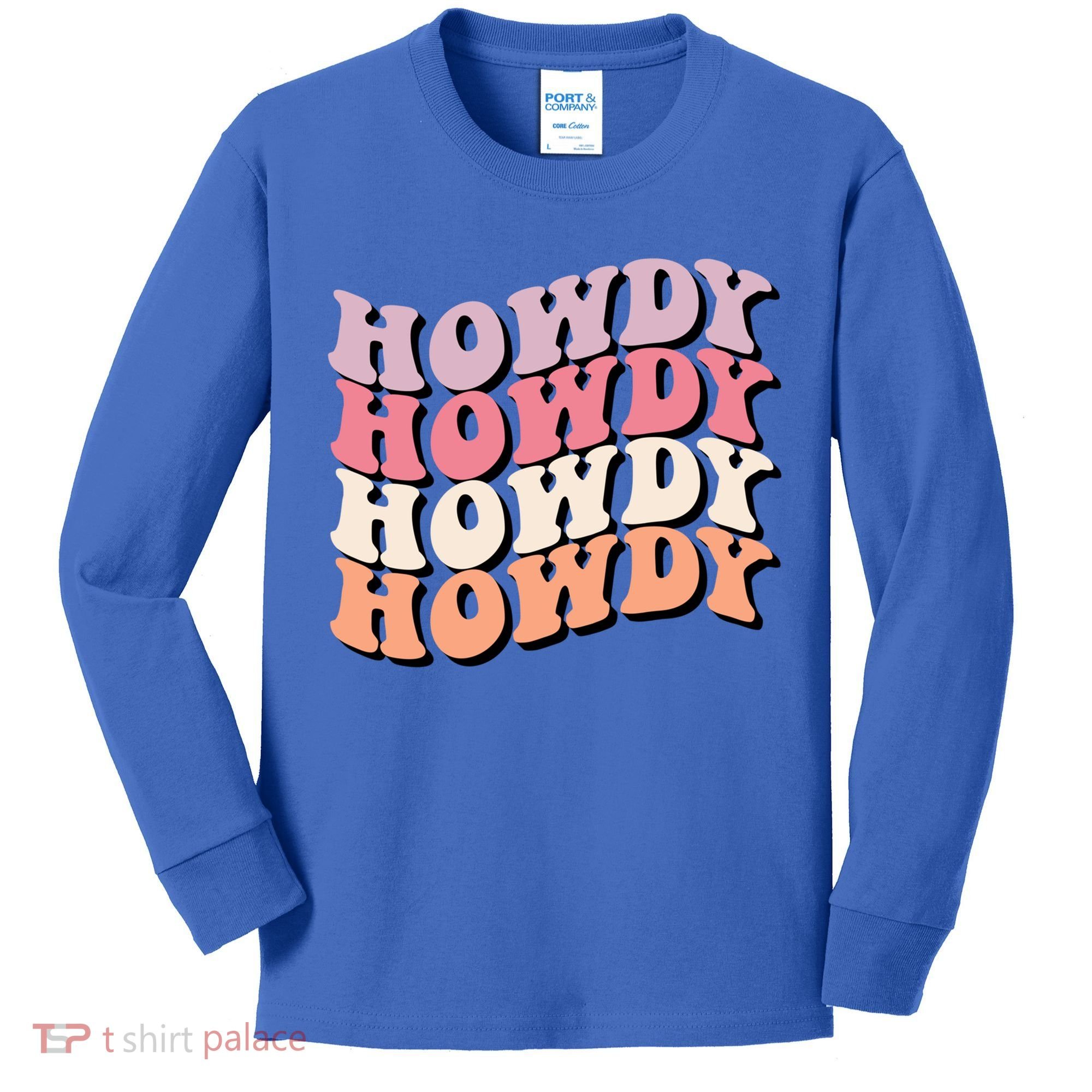 Howdy A Preppy Cowgirl Gift Kids Long Sleeve Shirt