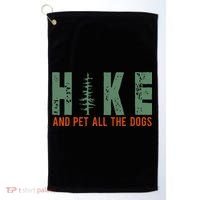 Hike And Pet All The Dogs Funny Hiking Golf Towel thumb 0