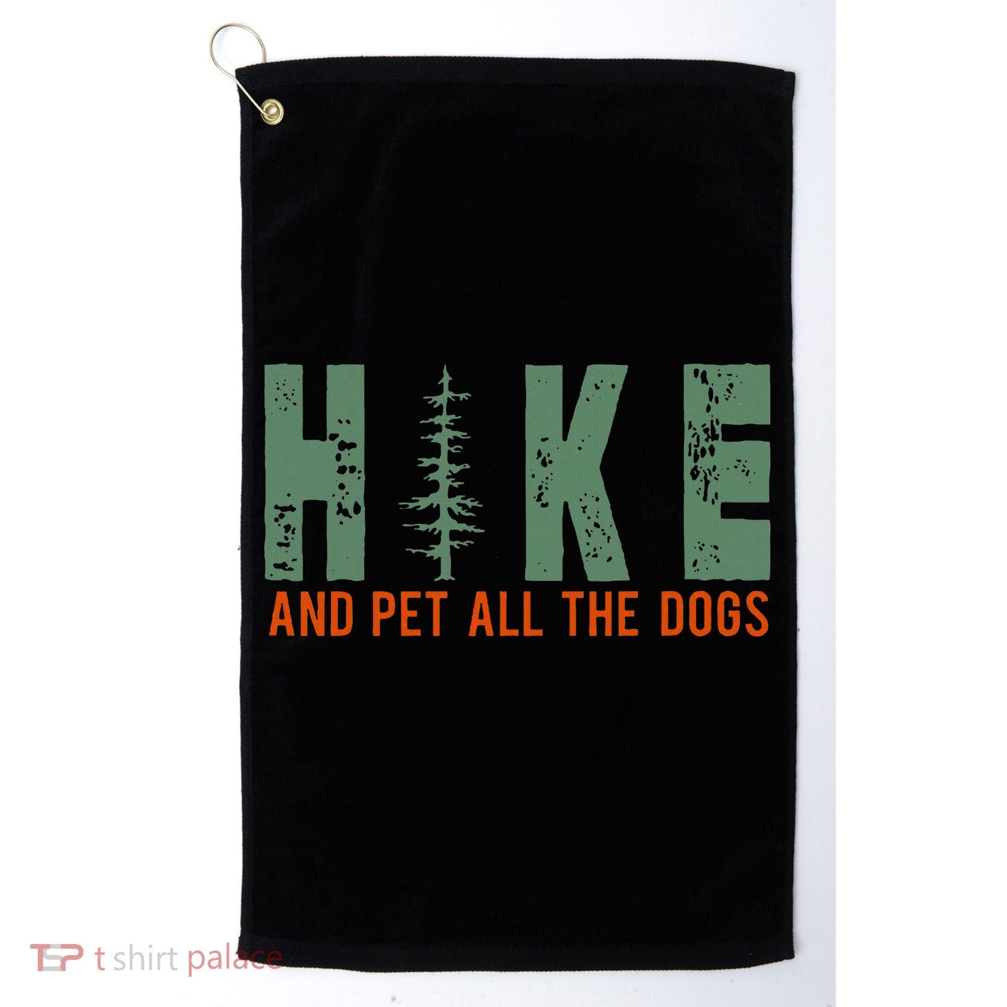 Hike And Pet All The Dogs Funny Hiking Golf Towel
