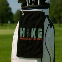 Hike And Pet All The Dogs Funny Hiking Golf Towel thumb 2