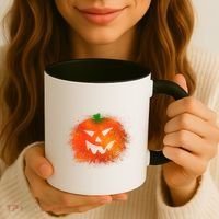 Halloween Airbrush Paint Splatter Jackolantern Pumpkin Coffee Mug thumb 3