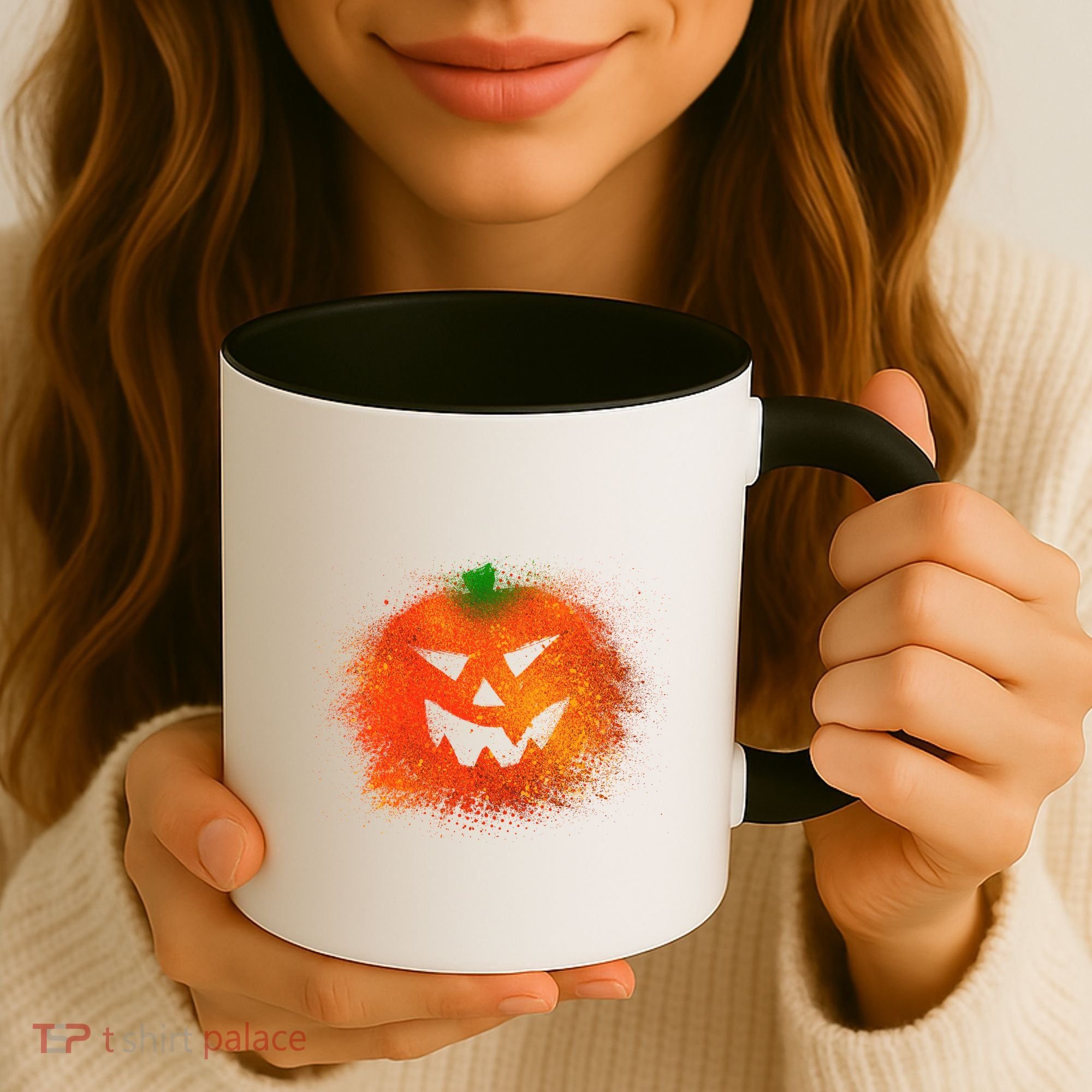 Halloween Airbrush Paint Splatter Jackolantern Pumpkin Coffee Mug