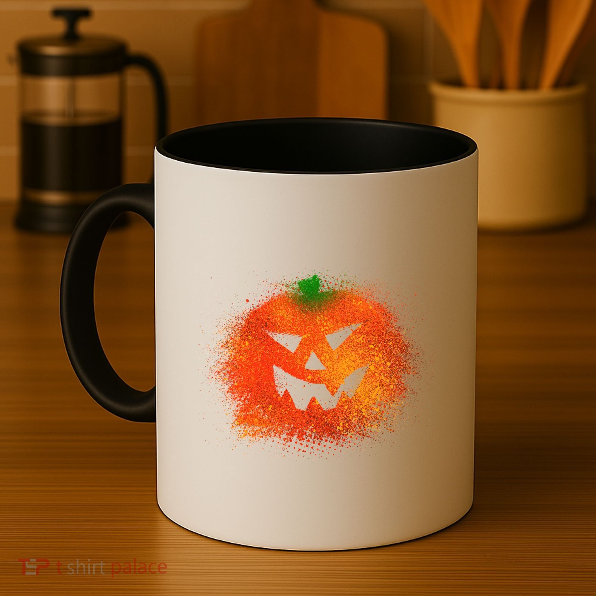 Halloween Airbrush Paint Splatter Jackolantern Pumpkin Coffee Mug