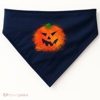 Halloween Airbrush Paint Splatter Jackolantern Pumpkin USA-Made Doggie Bandana thumb 0