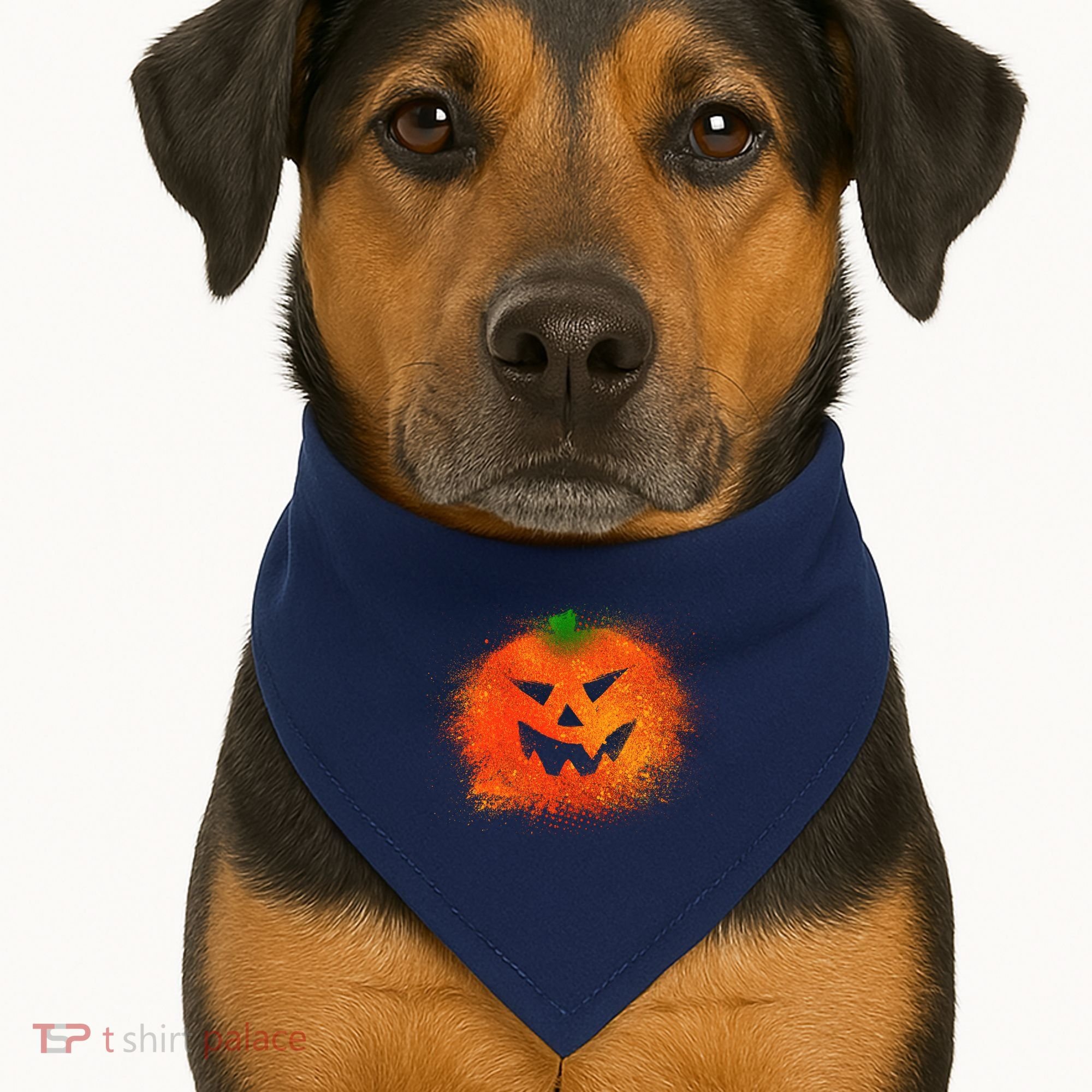 Halloween Airbrush Paint Splatter Jackolantern Pumpkin USA-Made Doggie Bandana